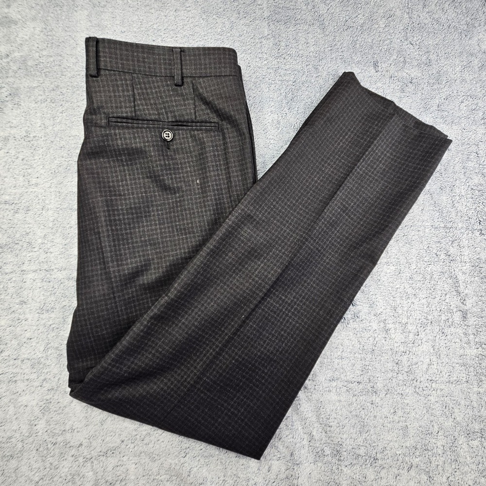Canali Pants Mens 32x31 Made In Italy Wool Check Dress Trousers Impeccabile